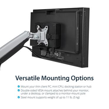 StarTech.com Thin Client Mount - Mini PC VESA Mount - Adjustable .7 to 2.8" - Under Desk Computer Mount - Mac Mini Monitor Mount (ACCSMNT) komponenter til montering - for tynd klient - sort