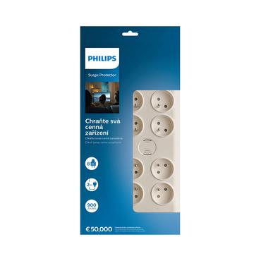 Philips SPN7080WA/60 oversp&aelig;ndingsbeskytter Hvid 8 AC stikkontakt(er) 2 m