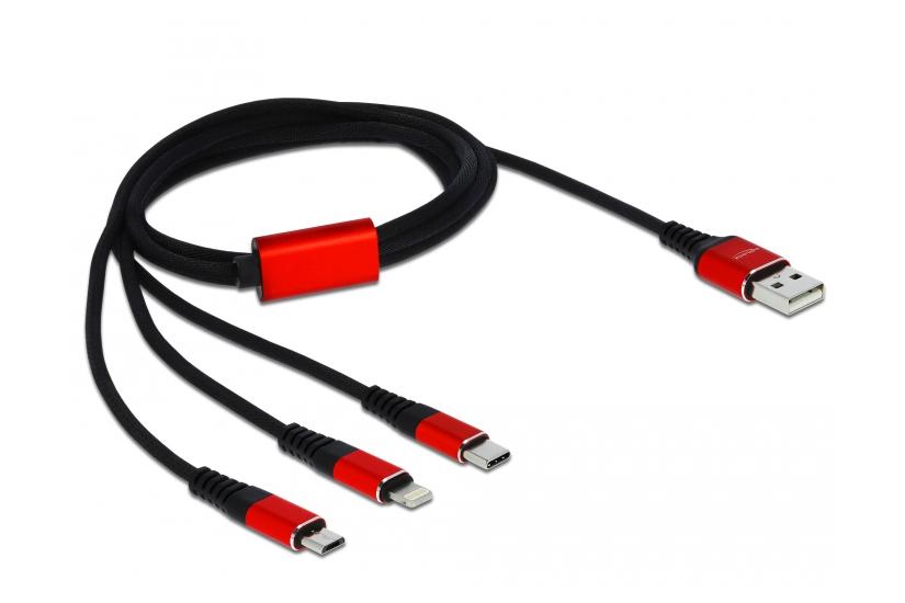 Delock 3 in 1 dedikerad laddningskabel - Lightning / USB - 1 m