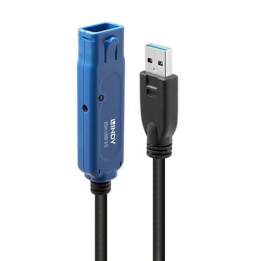 Lindy 43361 USB-kabel USB 3.2 Gen 1 (3.1 Gen 1) 20 m USB A Sort