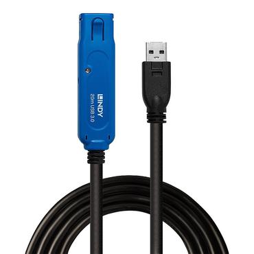 Lindy 43361 USB-kabel USB 3.2 Gen 1 (3.1 Gen 1) 20 m USB A Sort