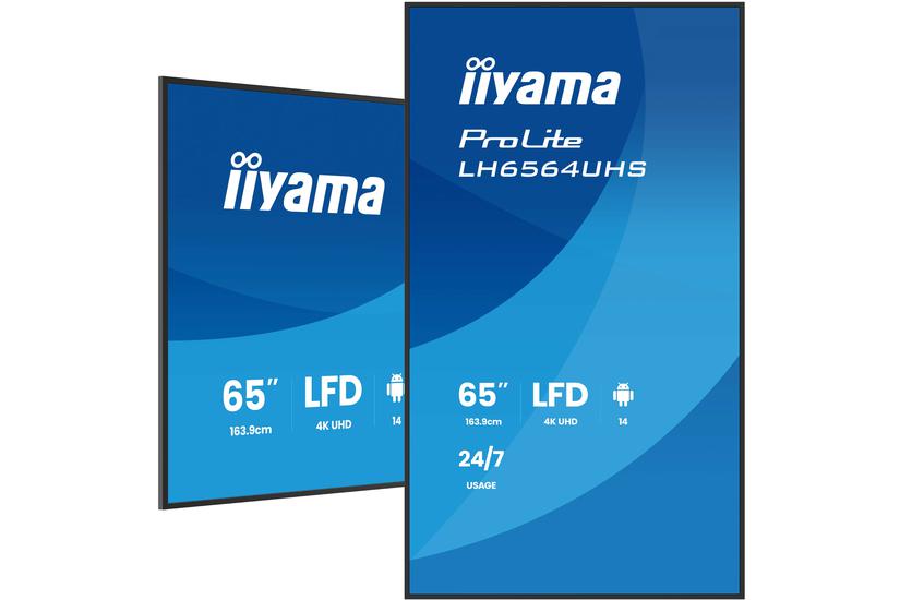 iiyama ProLite LH6564UHS-B1AG 65" Klass (64.5" visbar) LED-bakgrundsbelyst LCD-skärm - 4K - för digital skyltning