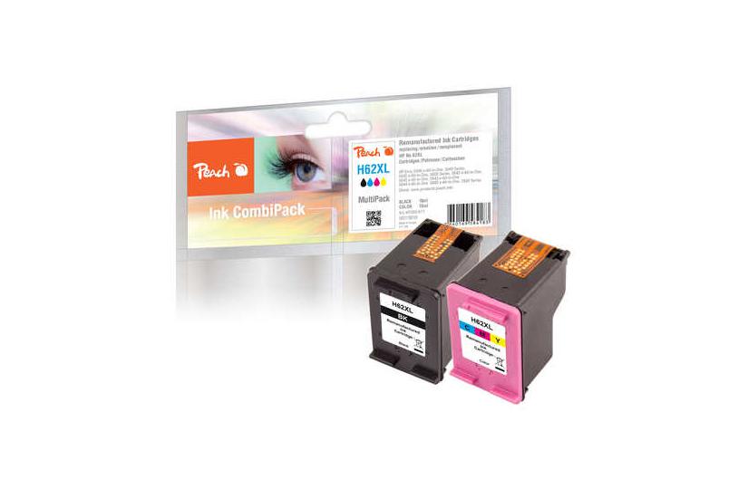 Peach - 2-pack - svart, färg (cyan, magenta, gul) - kompatibel - återanvänd - bläckpatron (alternativ för: HP 62XL, HP C2P05AE, HP C2P07AE)