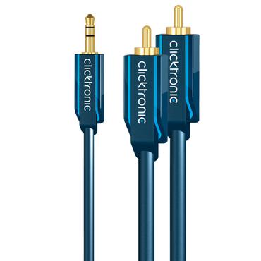 ClickTronic 3m MP3 Adapter lydkabel 3.5mm 2 x RCA Bl&aring;