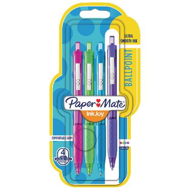 Papermate InkJoy 300 RT Blå, Grøn, Lilla, Rød Clip-on udtrækkelig kuglepen Mellem 4 stk