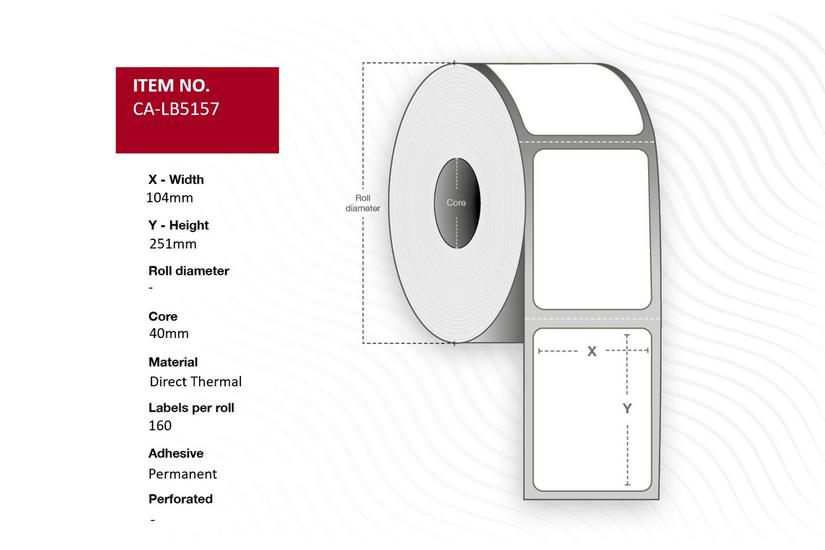 Label 104 x 251mm, Core 40mm,