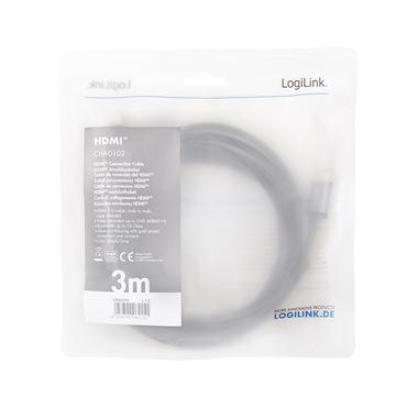 LogiLink CHA0102 HDMI-kabel 3 m HDMI Type A (Standard) Sort, Gr&aring;