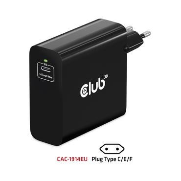 Club 3D CAC-1914 strømforsyningsadapter - GaN-teknologi, enkelt port - 24 pin USB-C - 140 Watt