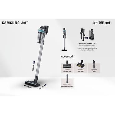 Samsung Jet 75E Pet VS20B75AGR1 - dammsugare - sladdl&ouml;s - skaft/handh&aring;llen - 1 batteri, laddare medf&ouml;ljer - black ChroMetal/teal mint