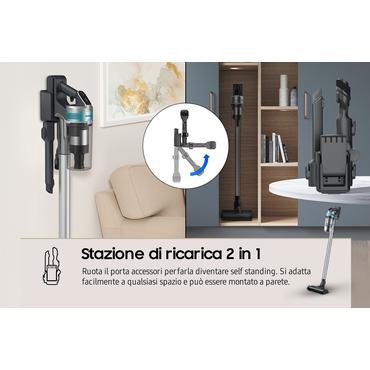 Samsung Jet 75E Pet VS20B75AGR1 - dammsugare - sladdl&ouml;s - skaft/handh&aring;llen - 1 batteri, laddare medf&ouml;ljer - black ChroMetal/teal mint