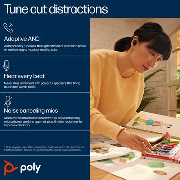 Poly Voyager Free 20 - ægte trådløse øretelefoner med mik.