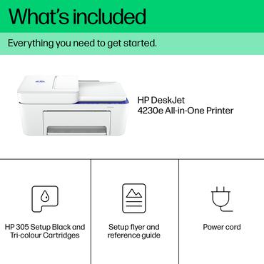 HP DeskJet 4230e Trådløst All-in-One Farve Printer, Instant Ink; Kopimaskine, scanner