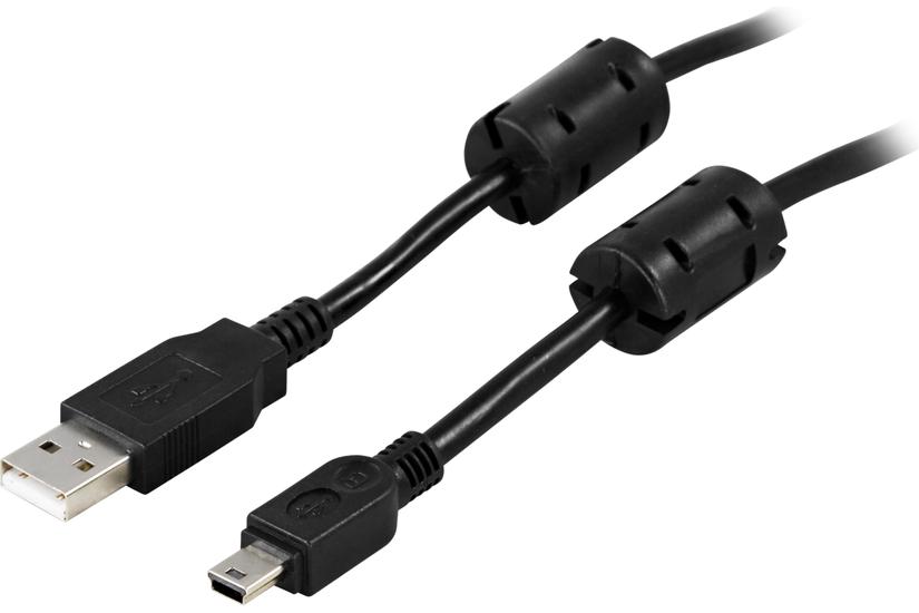 DELTACO USB-26FS - USB-kabel - USB till mini-USB typ B - 2 m