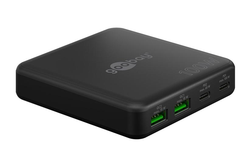 Goobay GaN Oplader - USB Oplader - 100W PD - sort