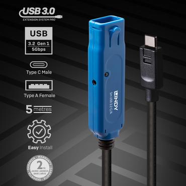 LINDY 5m USB 3.2 Gen 1 C/A Aktivverl&Atilde;&curren;ngerung Pro