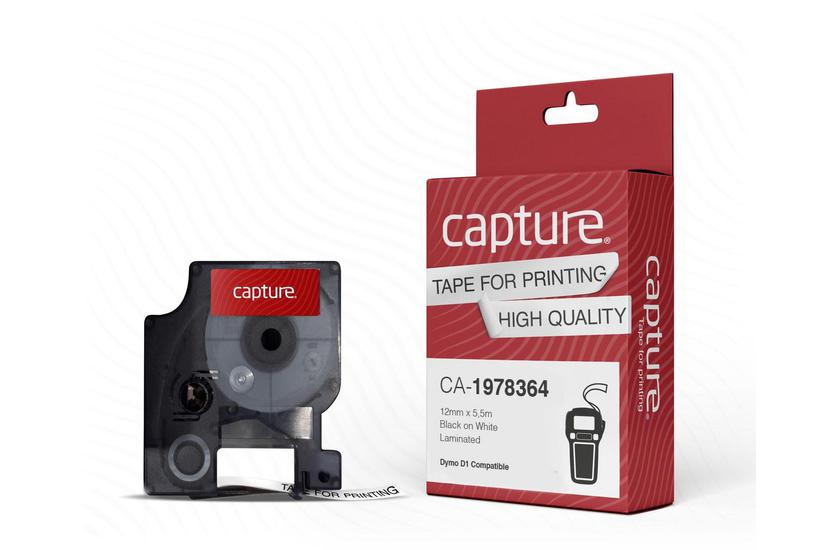 Capture 12mm x 5.5m Black on White