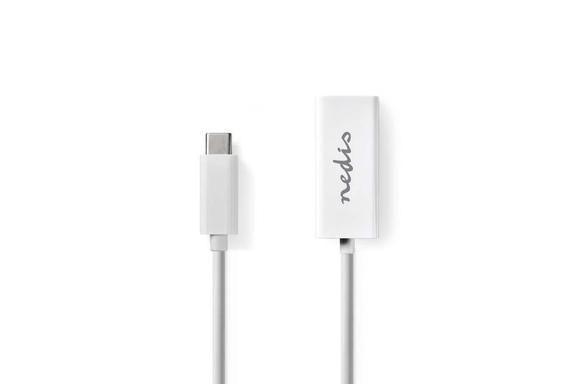 USB-netwerkadapter / USB 3.2 Gen 1 / 1000 Mbps / USB-C Male / RJ45 Female / 0.20 m / Rond / Vernikkeld / Vertind-Koper / Wit / Doos