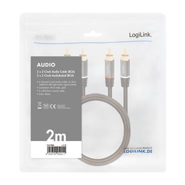 LogiLink CA1204 lydkabel 2 m 2 x RCA Sort