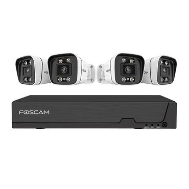 Foscam FNA108E-B4-2T Video-Überwachungssystem Weiß 4x 4K PoE Bullet Kamera, 1x 8-Kanal NVR