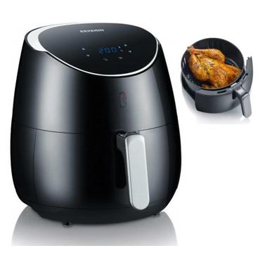 Severin FR 2445 frituregryde Enkelt 5 L Enkeltstående 2000 W Varmluftsteger Sort, Metallic, Sølv