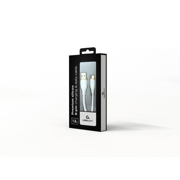 GEMBIRD Premium silicon 8-pin cable charging and data cable 1.5m White
