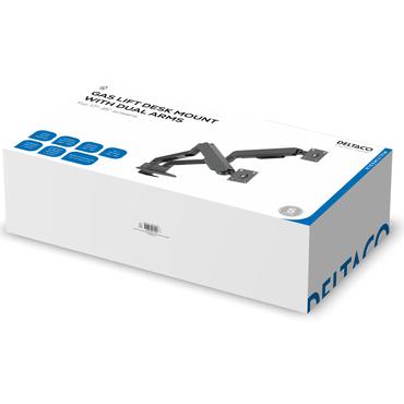 Deltaco Monitor desk dual mount gas spring, 17-35" 16 kg
