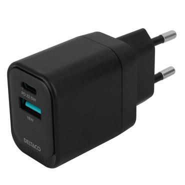 DELTACO strømforsyningsadapter - USB, 24 pin USB-C - 20 Watt