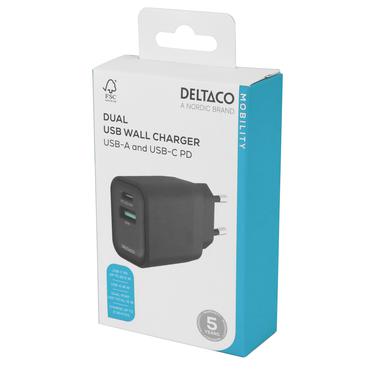 DELTACO strømforsyningsadapter - USB, 24 pin USB-C - 20 Watt