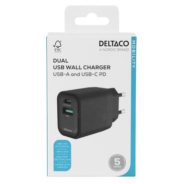 DELTACO strømforsyningsadapter - USB, 24 pin USB-C - 20 Watt