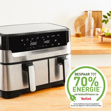 Dual Easy Fry & Grill Heißluftfritteuse EY905D (edelstahl/schwarz, 2.700 Watt, 5,2 L + 3,1 L)