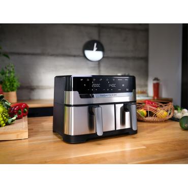 Dual Easy Fry & Grill Heißluftfritteuse EY905D (edelstahl/schwarz, 2.700 Watt, 5,2 L + 3,1 L)