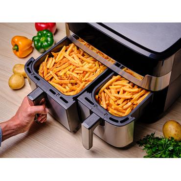 Dual Easy Fry & Grill Heißluftfritteuse EY905D (edelstahl/schwarz, 2.700 Watt, 5,2 L + 3,1 L)