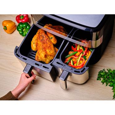 Dual Easy Fry & Grill Heißluftfritteuse EY905D (edelstahl/schwarz, 2.700 Watt, 5,2 L + 3,1 L)