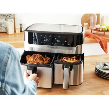 Dual Easy Fry & Grill Heißluftfritteuse EY905D (edelstahl/schwarz, 2.700 Watt, 5,2 L + 3,1 L)