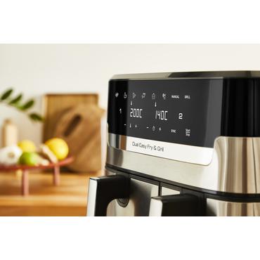 Dual Easy Fry & Grill Heißluftfritteuse EY905D (edelstahl/schwarz, 2.700 Watt, 5,2 L + 3,1 L)
