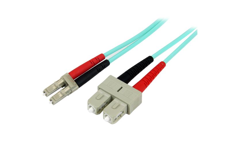 StarTech.com 2m Fiber Optic Cable - 10 Gb Aqua - Multimode Duplex 50/125 - LSZH - LC/SC - OM3 - LC to SC Fiber Patch Cable (A50FBLCSC2) - patch-kabel - 2 m - havsbl&aring;