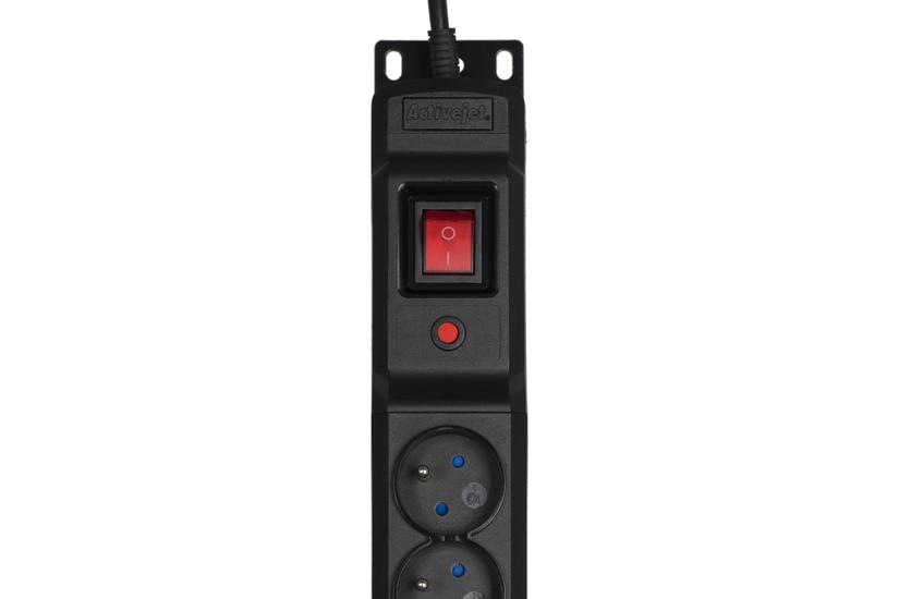 Activejet Oversp&aelig;ndingsbeskyttelse strip COMBO 12 stikkontakter 5m sort