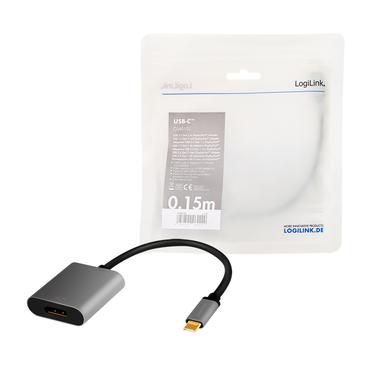 LogiLink CUA0102 kabel kønsskifter USB 3.2 Gen1 Type-C DisplayPort Sort