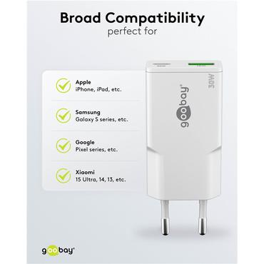 Goobay Dual Universel Hvid Vekselstrøm Hurtig opladning Indendørs
