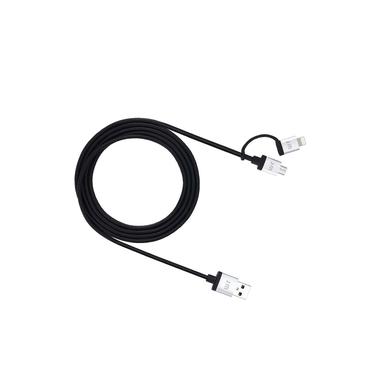 JustMobile AluCable Duo USB-kabel 1,5 m USB A Micro-USB B/Lightning Aluminium, Sort