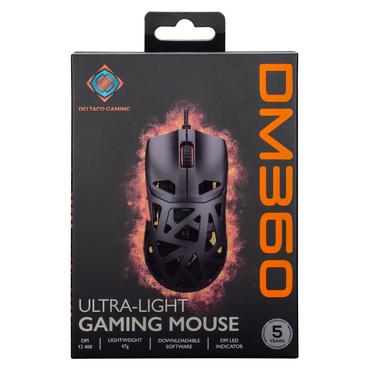 Deltaco Gaming DM360 ultralet 51g gaming mus, 3311 IC, 10.000 DPI
