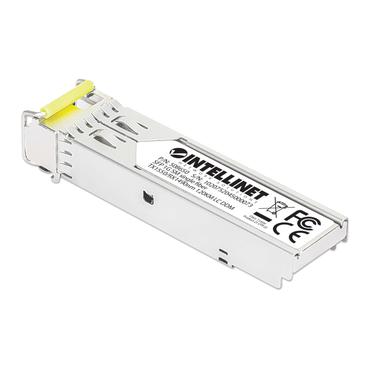 INTELLINET Gigabit SFP Mini-GBIC Transceiver WDM bidirektional für LWL-Kabel 1000Base-BX-D (LC) Singlemode-Port, 120 km, BiDi WDM (RX1490/TX1550), MSA-konform für maximale Kompatibilität, silber (508650)