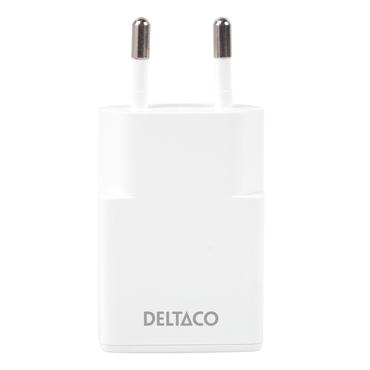 Deltaco USB-C vægoplader, 1x USB-C PD 30 W, slank størrelse, understøtter PPS