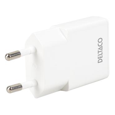 Deltaco USB-C vægoplader, 1x USB-C PD 30 W, slank størrelse, understøtter PPS