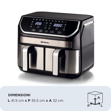 Ariete 4625/00 Dobbelt 9 L Enkeltstående 2100 W Varmluftsteger Sort, Rustfrit stål