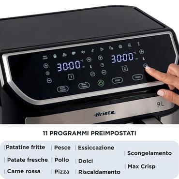 Ariete 4625/00 Dobbelt 9 L Enkeltstående 2100 W Varmluftsteger Sort, Rustfrit stål