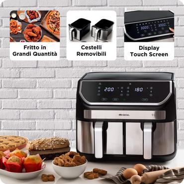 Ariete 4625/00 Dobbelt 9 L Enkeltstående 2100 W Varmluftsteger Sort, Rustfrit stål