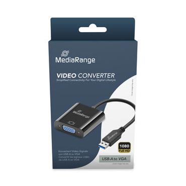 MediaRange MRCS230 videokabel adapter 0,2 m USB Type-A VGA (D-Sub) Sort