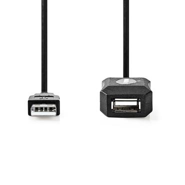 Nedis CCGL60EXTBK100 USB-kabel USB 2.0 10 m USB A Sort