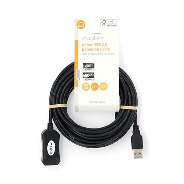 Nedis CCGL60EXTBK100 USB-kabel USB 2.0 10 m USB A Sort